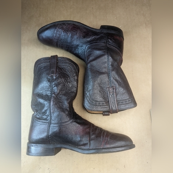 Lucchese Boots men's size 11D Exotic Genuine Black Cherry Smooth Ostrich classic - Picture 8 of 16